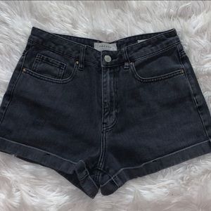 Black Denim Mom Shorts